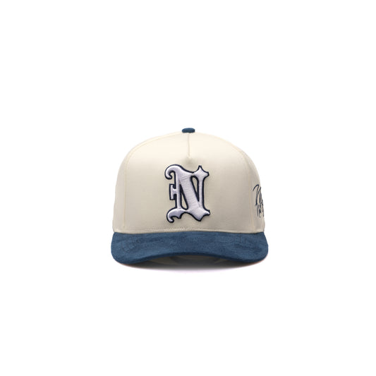 Two Tones Faux Suede - Navy Brim