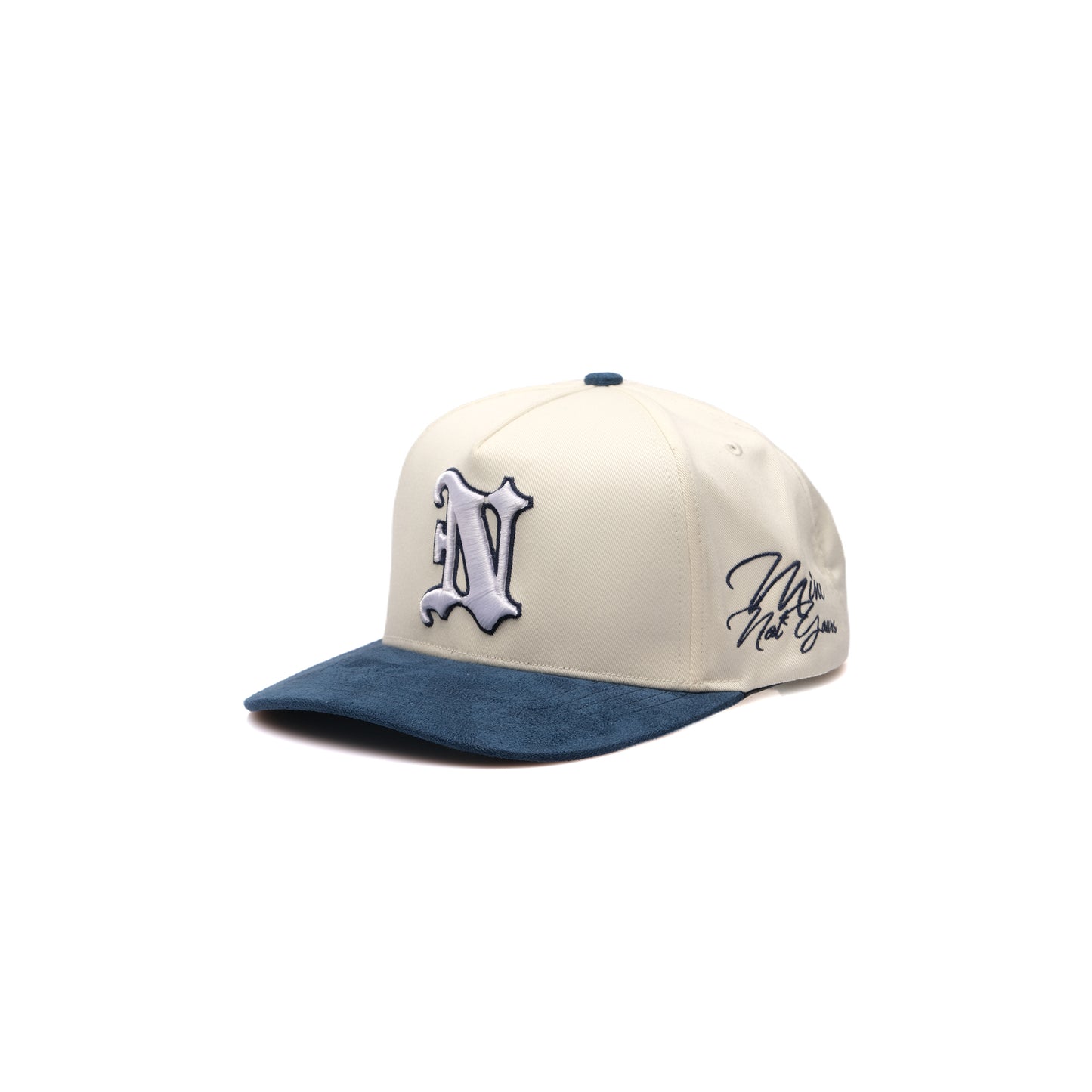 Two Tones Faux Suede - Navy Brim